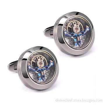 Blue Tourbillon Movement Cufflinks Hot Seller Mechanical Men Movement Cufflinks